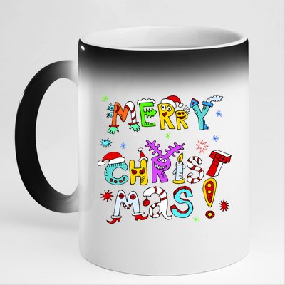 Cute Merry Christmas 11oz Black Color Changing Mug