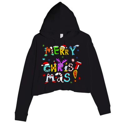 Cute Merry Christmas Crop Fleece Hoodie