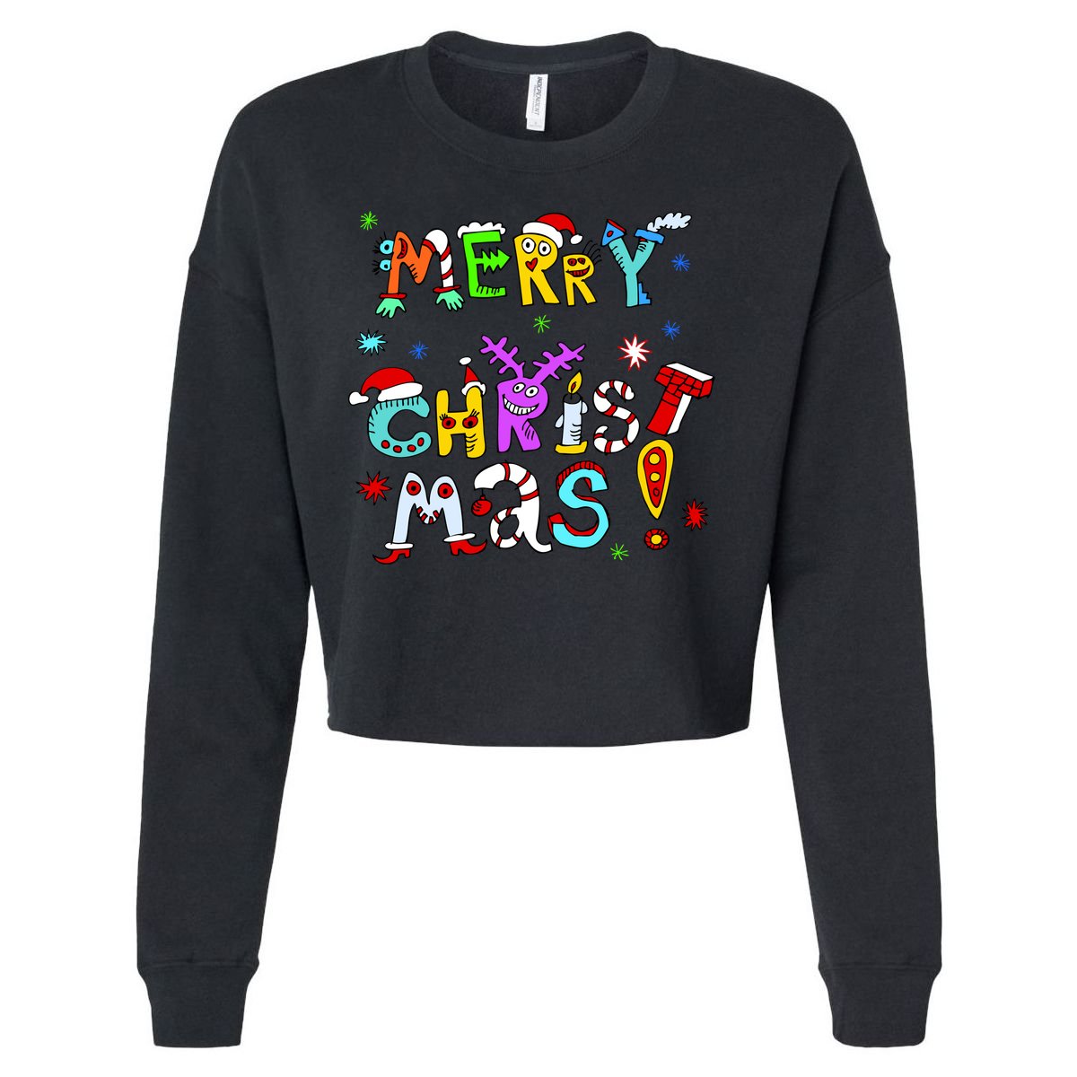 Cute Merry Christmas Cropped Pullover Crew