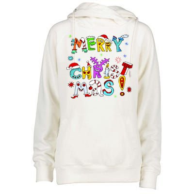 Cute Merry Christmas Womens Funnel Neck Pullover Hood