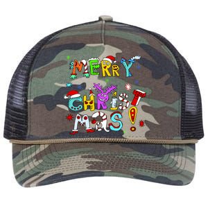 Cute Merry Christmas Retro Rope Trucker Hat Cap