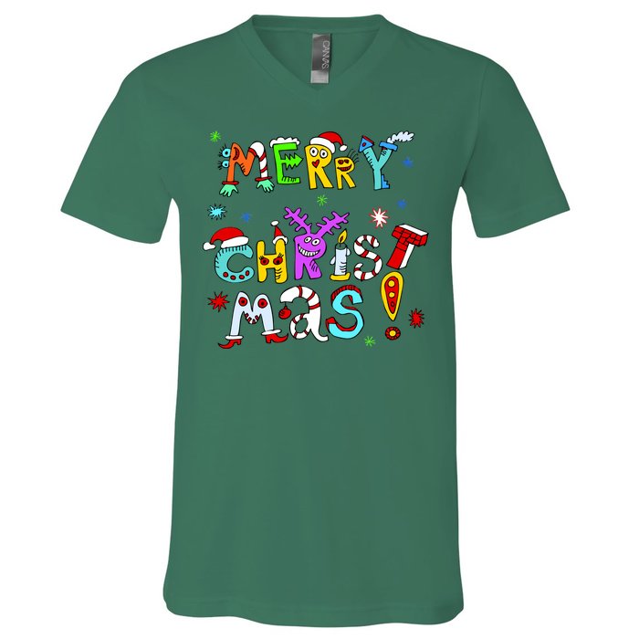 Cute Merry Christmas V-Neck T-Shirt