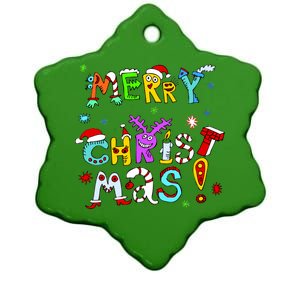 Cute Merry Christmas Ceramic Star Ornament