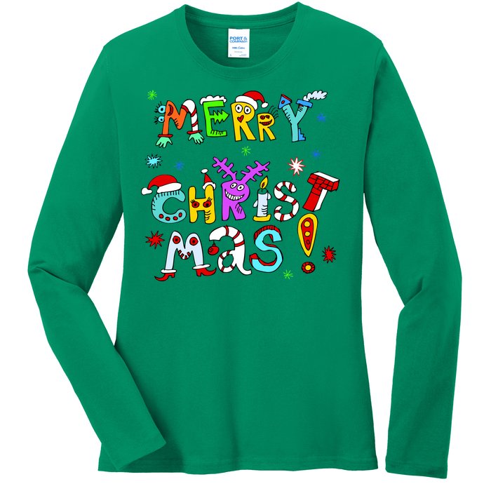 Cute Merry Christmas Ladies Long Sleeve Shirt