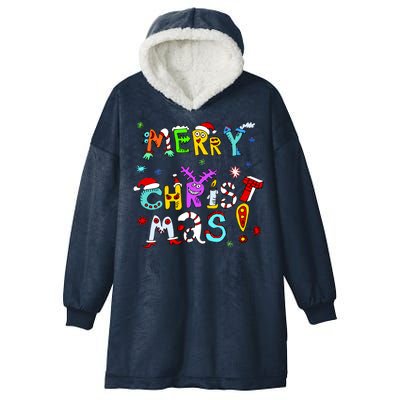 Cute Merry Christmas Hooded Wearable Blanket