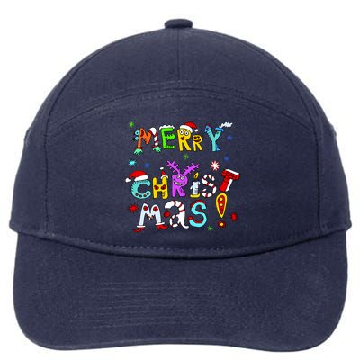 Cute Merry Christmas 7-Panel Snapback Hat