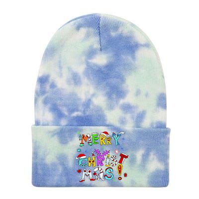 Cute Merry Christmas Tie Dye 12in Knit Beanie