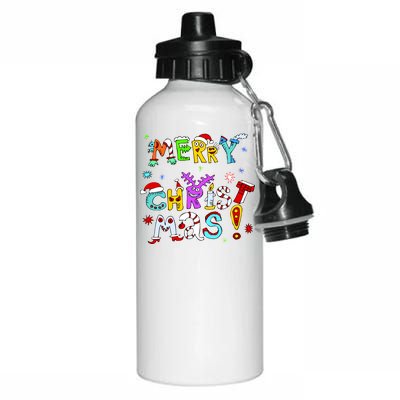 Cute Merry Christmas Aluminum Water Bottle 