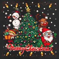 Cute Merry Christmas Graphic Collage 7 Panel Mesh Trucker Snapback Hat