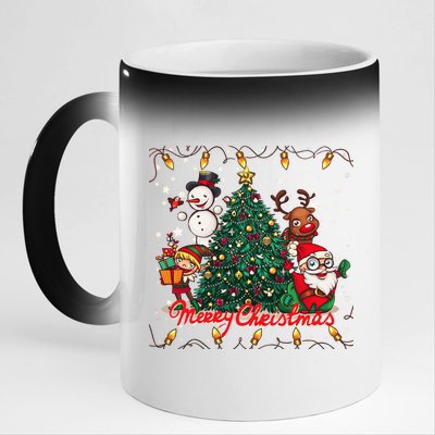 Cute Merry Christmas Graphic Collage 11oz Black Color Changing Mug