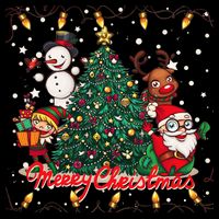 Cute Merry Christmas Graphic Collage Cooling Performance Crew T-Shirt