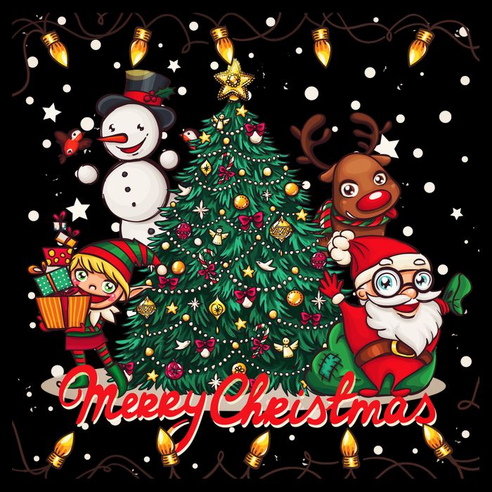 Cute Merry Christmas Graphic Collage Cooling Performance Crew T-Shirt