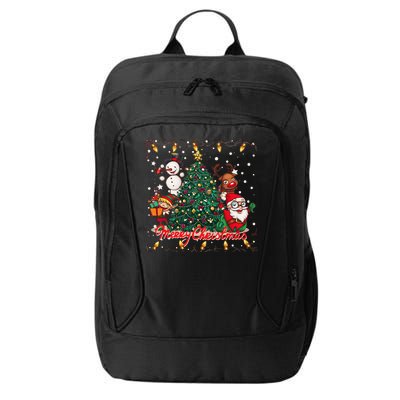 Cute Merry Christmas Graphic Collage City Backpack