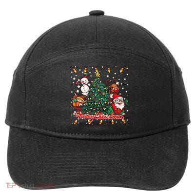 Cute Merry Christmas Graphic Collage 7-Panel Snapback Hat