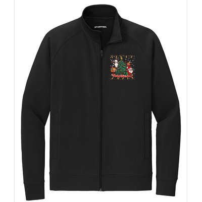 Cute Merry Christmas Graphic Collage Stretch Full-Zip Cadet Jacket