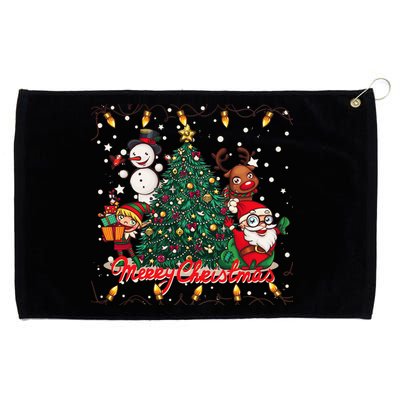 Cute Merry Christmas Graphic Collage Grommeted Golf Towel