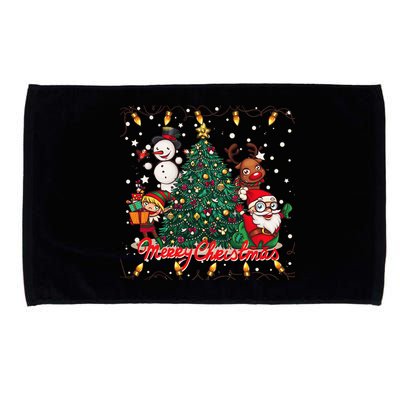 Cute Merry Christmas Graphic Collage Microfiber Hand Towel