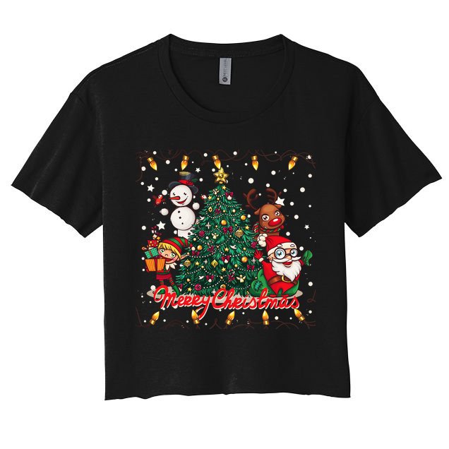 Cute Merry Christmas Graphic Collage Crop Top