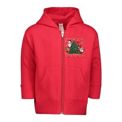 Cute Merry Christmas Graphic Collage Toddler Zip Fleece Hoodie