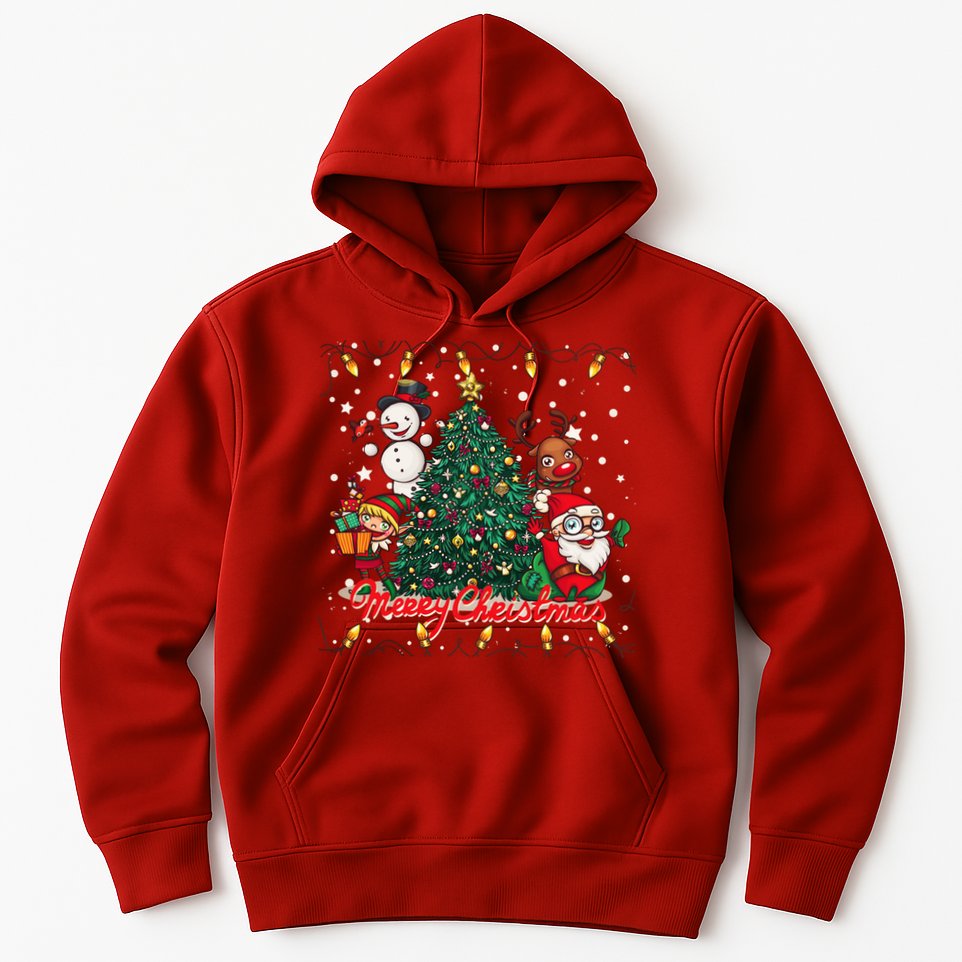Cute Merry Christmas Graphic Collage Hoodie