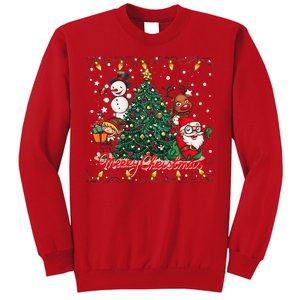 Cute Merry Christmas Graphic Collage Sweatshirt