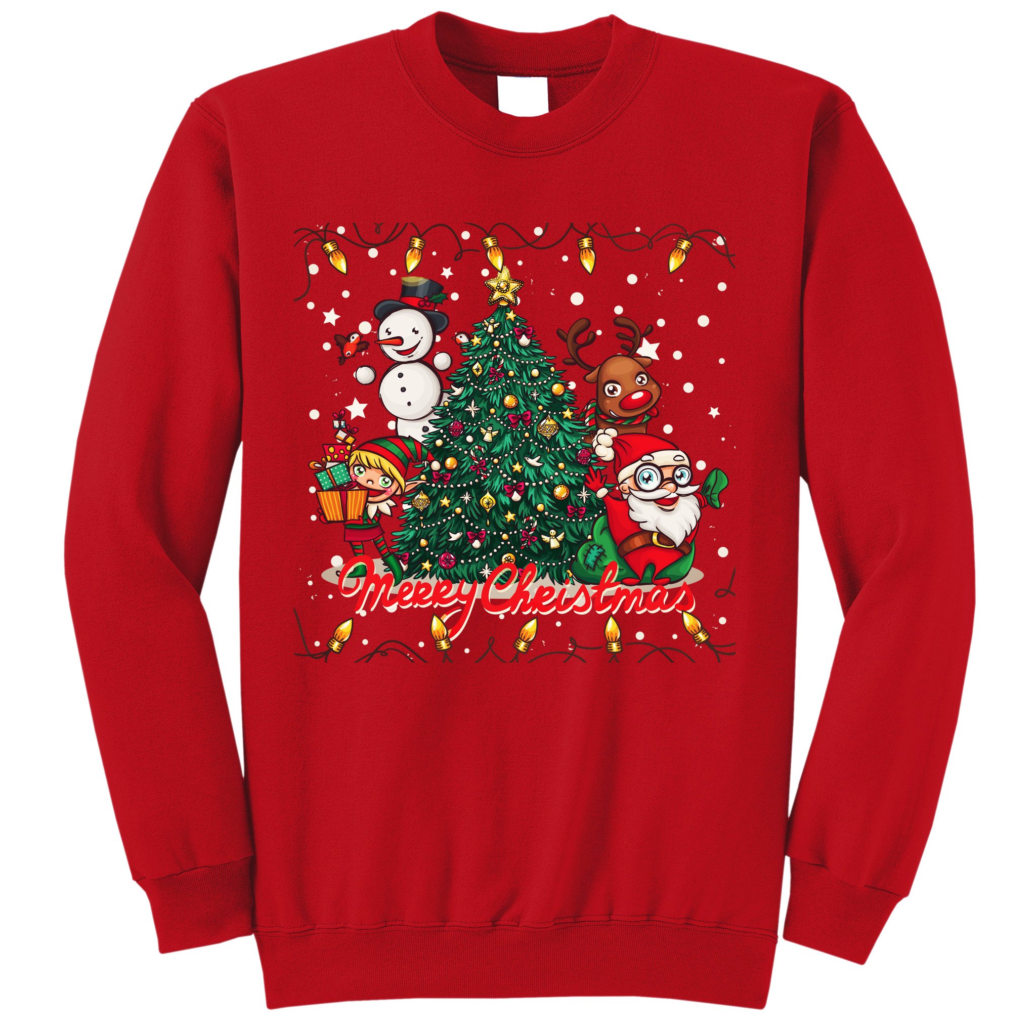 Cute Merry Christmas Graphic Collage Sweatshirt