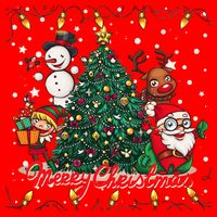 Cute Merry Christmas Graphic Collage Sweatshirt