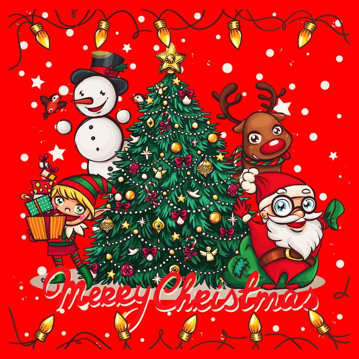 Cute Merry Christmas Graphic Collage Sweatshirt