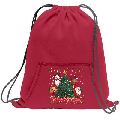 Cute Merry Christmas Graphic Collage Sweatshirt Cinch Pack Bag