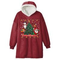 Cute Merry Christmas Graphic Collage Hooded Wearable Blanket