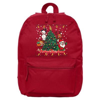 Cute Merry Christmas Graphic Collage 16 in Basic Backpack