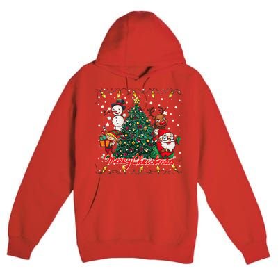 Cute Merry Christmas Graphic Collage Premium Pullover Hoodie