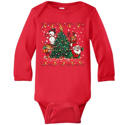 Cute Merry Christmas Graphic Collage Baby Long Sleeve Bodysuit