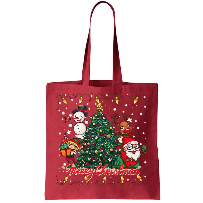 Cute Merry Christmas Graphic Collage Tote Bag