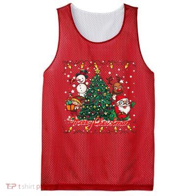 Cute Merry Christmas Graphic Collage Mesh Reversible Basketball Jersey Tank