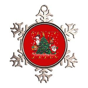 Cute Merry Christmas Graphic Collage Metallic Star Ornament