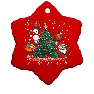 Cute Merry Christmas Graphic Collage Ceramic Star Ornament