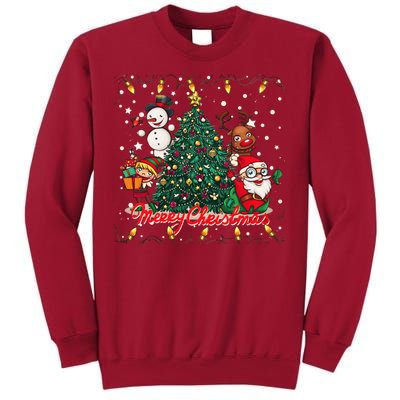 Cute Merry Christmas Graphic Collage Tall Sweatshirt