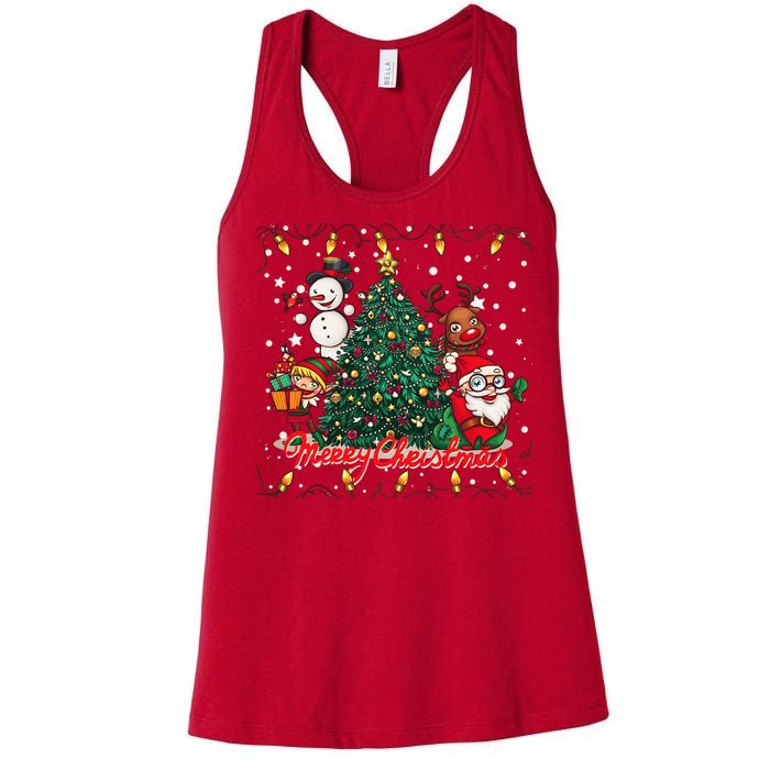 Cute Merry Christmas Graphic Collage Women's Racerback Tank