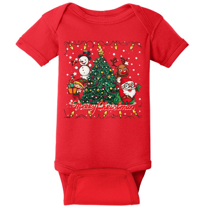 Cute Merry Christmas Graphic Collage Baby Bodysuit