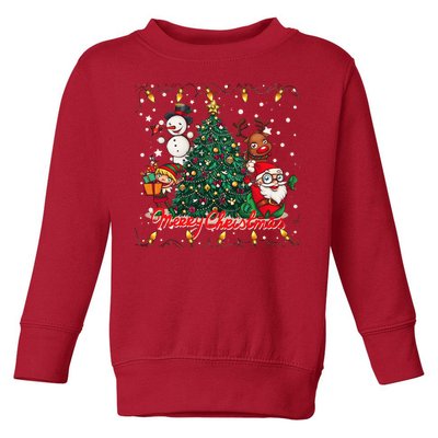 Cute Merry Christmas Graphic Collage Toddler Sweatshirt