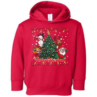 Cute Merry Christmas Graphic Collage Toddler Hoodie