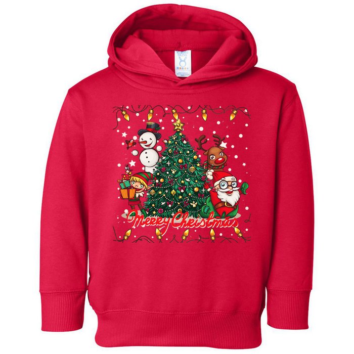 Cute Merry Christmas Graphic Collage Toddler Hoodie