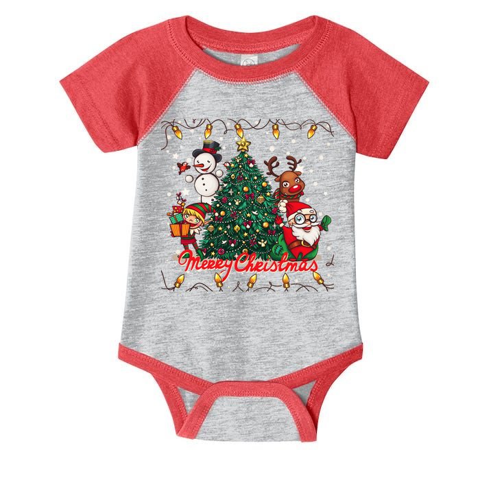 Cute Merry Christmas Graphic Collage Infant Baby Jersey Bodysuit