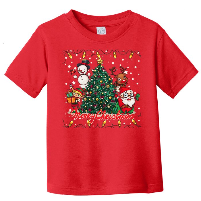 Cute Merry Christmas Graphic Collage Toddler T-Shirt