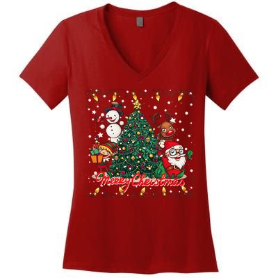 Cute Merry Christmas Graphic Collage Women's V-Neck T-Shirt