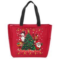 Cute Merry Christmas Graphic Collage Zip Tote Bag