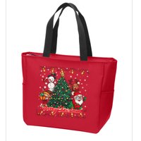Cute Merry Christmas Graphic Collage Zip Tote Bag