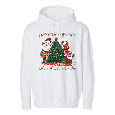 Cute Merry Christmas Graphic Collage Garment-Dyed Fleece Hoodie