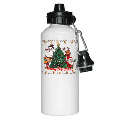 Cute Merry Christmas Graphic Collage Aluminum Water Bottle